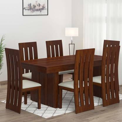 Kendalwood Furniture Premium Dining Room Furniture Wooden Dining Table with 6 Chairs Solid Wood 6 Seater Dining Set (Finish Color -Honey Teak with Cushions, Knock Down) – kendalwood